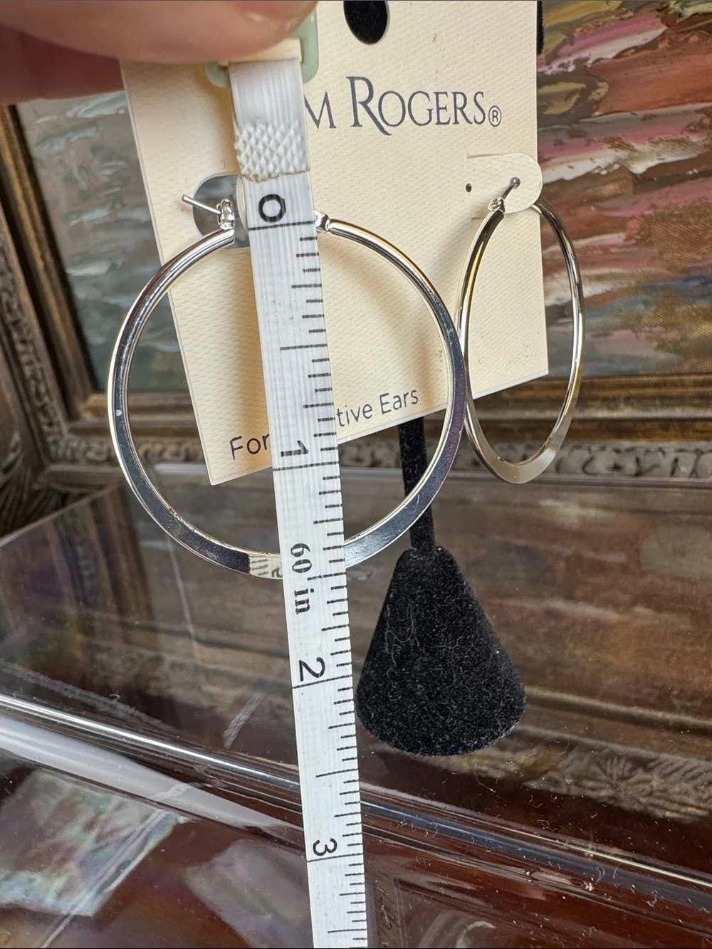 0617-Kim‎ Rogers Silver-Tone Thin Hoop Earrings